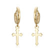 14kt Yellow Gold Hoop Earrings with Cross Drops