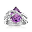 4.30 Carat Amethyst and .40 ct. t.w. White Zircon Ring in Sterling Silver