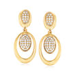.15 ct. t.w. Pave Diamond Oval Drop Earrings in 14kt Yellow Gold