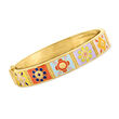 Multicolored Enamel Floral Bracelet in 18kt Gold Over Sterling