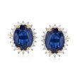 2.80 ct. t.w. Sapphire and .24 ct. t.w. Diamond Stud Earrings in 14kt Yellow Gold 