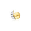 Diamond-Accented Single Moon Flat-Back Stud Earring in 14kt Yellow Gold