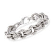 Italian Sterling Silver Textured Double Cable-Link Bracelet