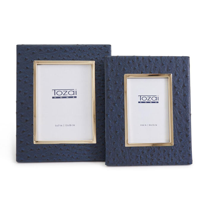 Set of 2 Navy Ostrich Picture Frames