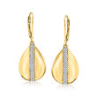 .20 ct. t.w. Diamond Striped Teardrop Earrings in 18kt Gold Over Sterling