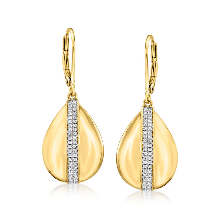 .20 ct. t.w. Diamond Striped Teardrop Earrings in 18kt Gold Over Sterling