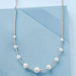 5-10.5mm Graduated Cultured Pearl and Sterling Silver Bead Necklace
