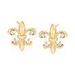 .15 ct. t.w. Diamond Fleur-De-Lis Earrings in 14kt Yellow Gold