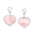 Italian Pink Mother-of-Pearl Heart Drop Earrings in Sterling Silver