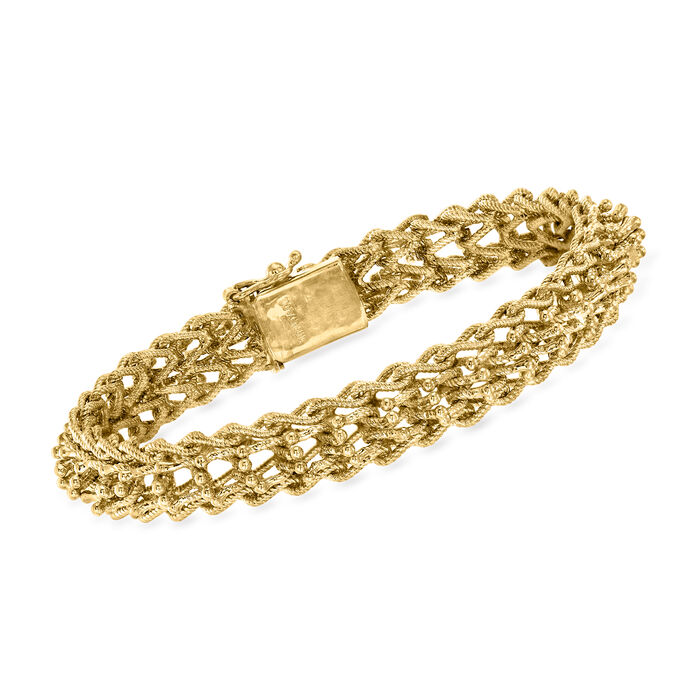 C. 1980 Vintage Tiffany Jewelry 18kt Yellow Gold Woven Bracelet