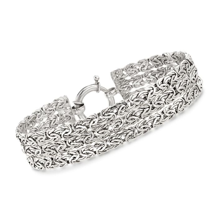 Sterling Silver Three-Row Byzantine Bracelet