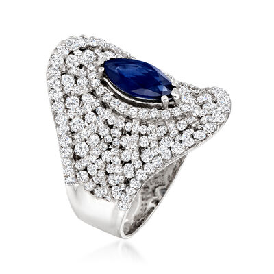 1.20 Carat Sapphire and 2.35 ct. t.w. Diamond Ring in 14kt White Gold