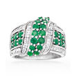 1.10 ct. t.w. Emerald and .53 ct. t.w. Diamond Ring in Sterling Silver