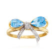1.30 ct. t.w. Swiss Blue Topaz Bow Ring in 14kt Yellow Gold