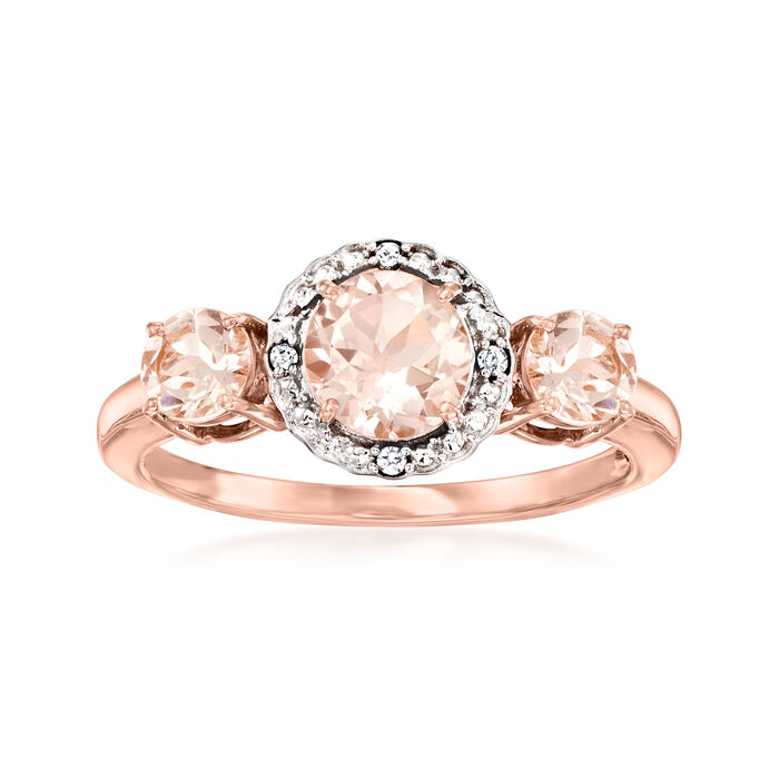 1.25 ct. t.w. Morganite Ring with Diamond Accents in 14kt Two-Tone Gold