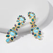 24.30 ct. t.w. Tonal Blue Topaz and 2.30 ct. t.w. Iolite Drop Earrings in 18kt Gold Over Sterling