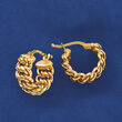 Italian 18kt Yellow Gold Americana-Link Huggie Hoop Earrings