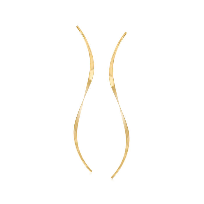 14kt Yellow Gold Elongated Curved Drop Earrings