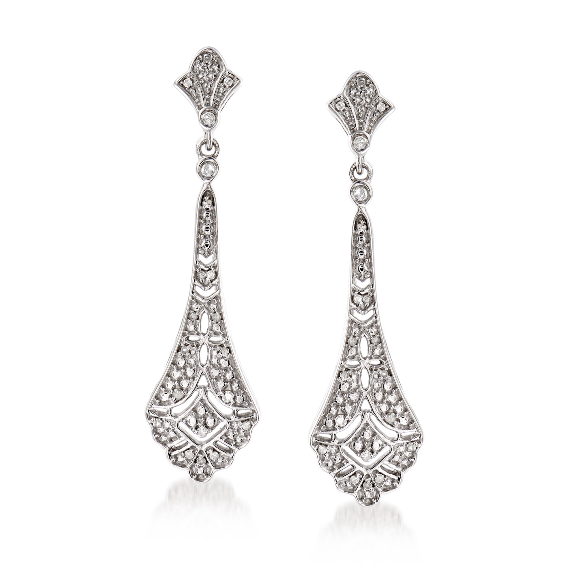 15 ct. t.w. Diamond Openwork Drop Earrings in Sterling Silver 