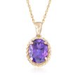 1.70 Carat Amethyst Pendant Necklace in 14kt Yellow Gold