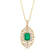 .80 Carat Emerald and .10 ct. t.w. Diamond Pendant Necklace in 14kt Yellow Gold