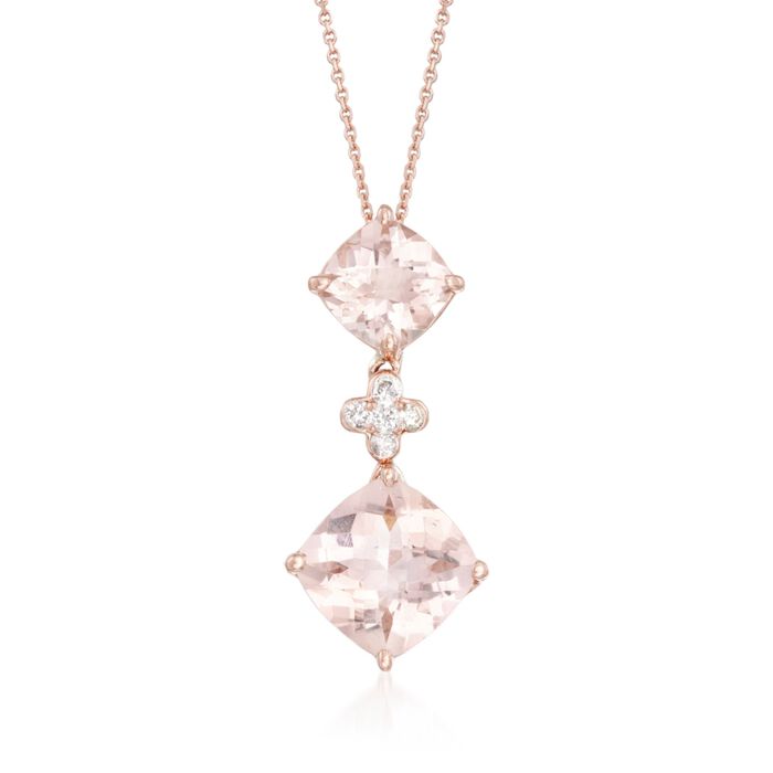 3.00 ct. t.w. Morganite Pendant Necklace With Diamond Accents in 14kt Rose Gold