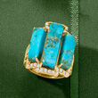 Turquoise and .80 ct. t.w. White Topaz Ring in 18kt Gold Over Sterling