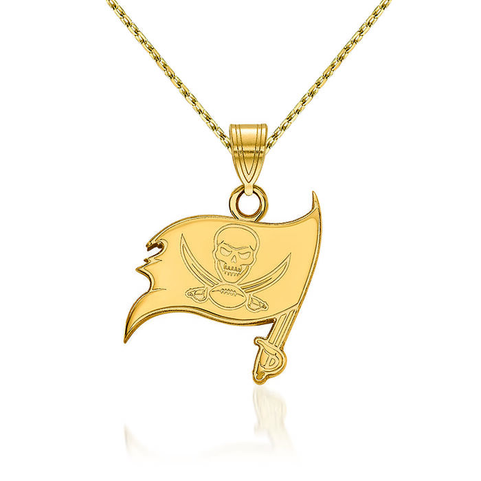 14kt Yellow Gold NFL Tampa Bay Buccaneers Pendant Necklace. 18&quot;