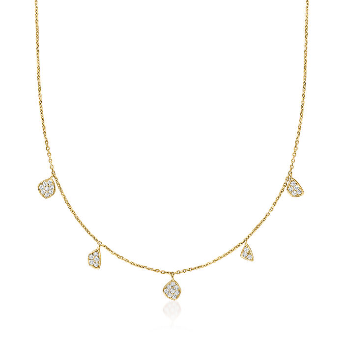 .40 ct. t.w. Diamond Drop Station Necklace in 14kt Yellow Gold