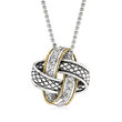 Andrea Candela &quot;Nudo De Amor&quot; .14 ct. t.w. Diamond Love Knot Pendant Necklace in Sterling Silver and 18kt Gold