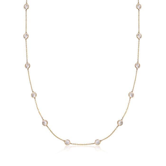 4.50 ct. t.w. CZ Station Necklace in 14kt Yellow Gold