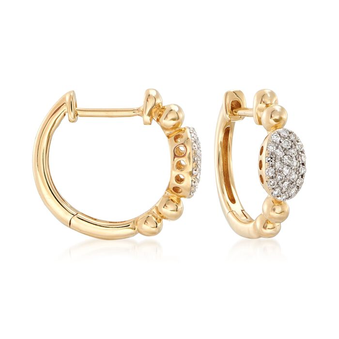 .15 ct. t.w. Pave Diamond Hoop Earrings in 14kt Yellow Gold