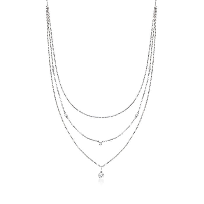 .18 ct. t.w. Diamond Three-Strand Necklace in Sterling Silver