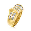 C. 1980 Vintage 2.50 ct. t.w. Baguette and Princess-Cut Diamond Ring in 18kt Yellow Gold