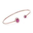 Ruby and .30 ct. t.w. Diamond Cuff Bracelet in 14kt Rose Gold