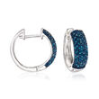 .50 ct. t.w. Blue Diamond Hoop Earrings in Sterling Silver