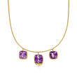 C. 1960 Vintage 40.00 ct. t.w. Amethyst Drop Necklace in 14kt Yellow Gold