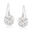 Sterling Silver Swirled Bead Drop Earrings