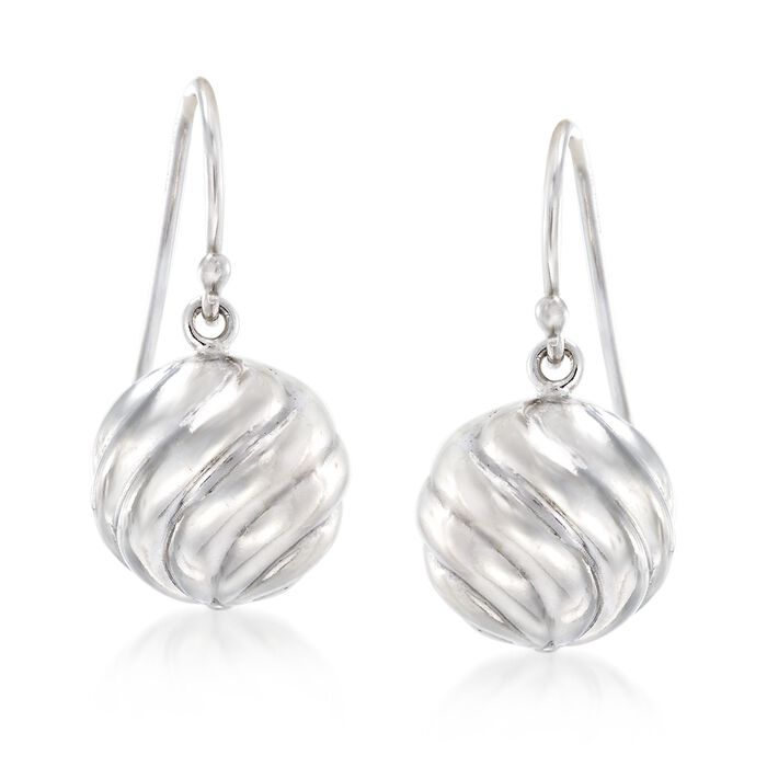 Sterling Silver Swirled Bead Drop Earrings