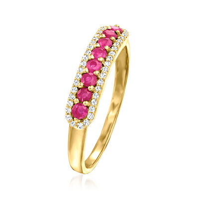 .30 ct. t.w. Ruby Ring with .12 ct. t.w. Diamonds in 14kt Yellow Gold