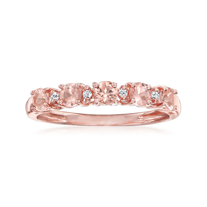 .50 ct. t.w. Morganite Ring with Diamond Accents in 18kt Rose Gold Over Sterling