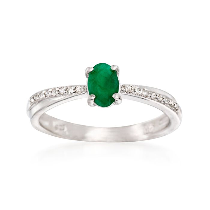 .50 Carat Emerald Ring with Diamond Accents in Sterling Silver
