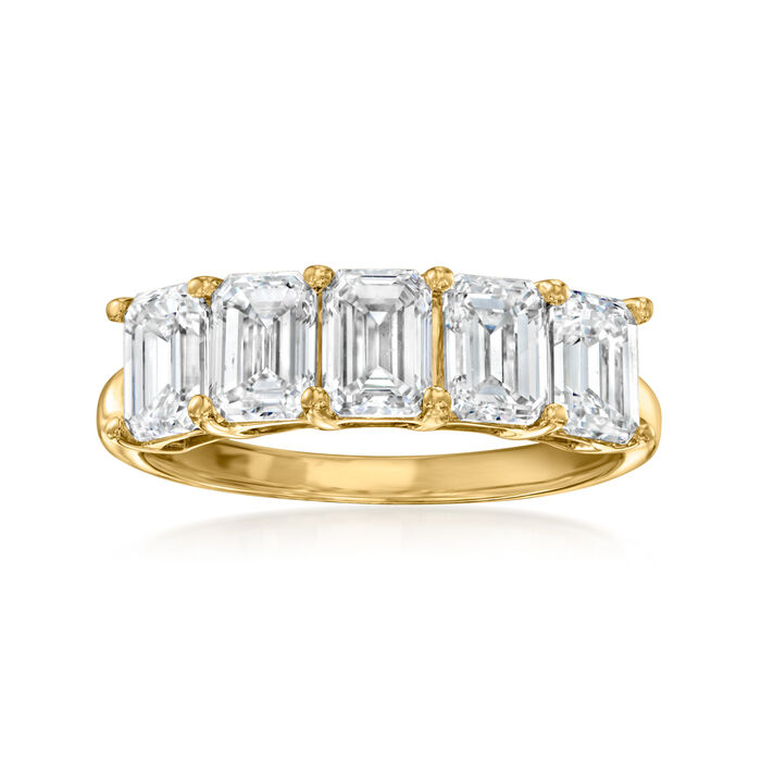 3.00 ct. t.w. Emerald-Cut Lab-Grown Diamond Five-Stone Ring in 14kt Yellow Gold