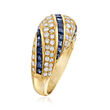 C. 1980 Vintage 2.15 ct. t.w. Sapphire and 1.54 ct. t.w. Diamond Ring in 18kt Yellow Gold