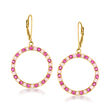 1.50 ct. t.w. Rhodolite Garnet and 1.40 ct. t.w. Pink Sapphire Eternity Circle Drop Earrings in 18kt Gold Over Sterling