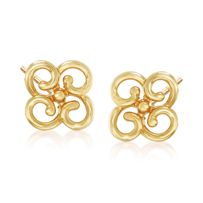 14kt Yellow Gold Cut-Out Flower Stud Earrings 
