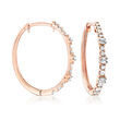 .50 ct. t.w. Baguette and Round Diamond Hoop Earrings in 14kt Rose Gold