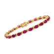 14.00 ct. t.w. Ruby and .50 ct. t.w. Diamond Bracelet in 14kt Yellow Gold