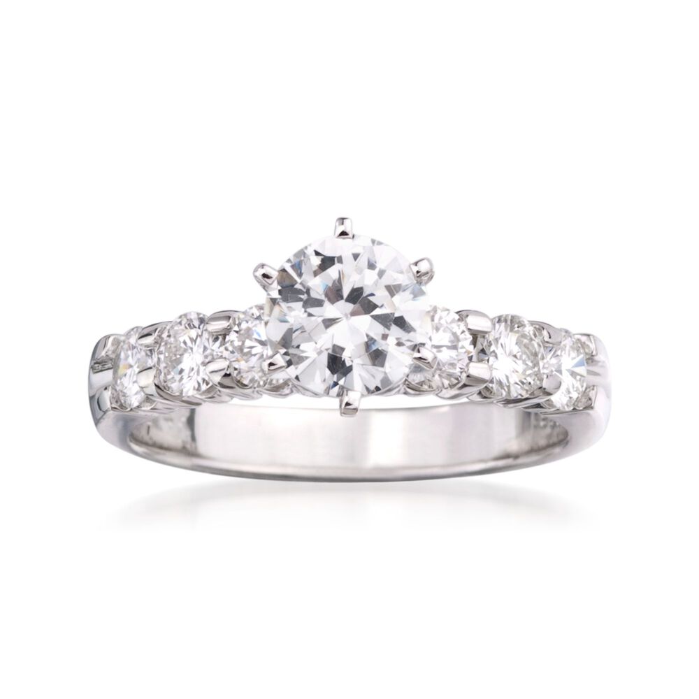 2.10Ct Round Diamond Bypass Engagement /& Wedding Ring In 14K White Gold Finish