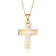 C. 1990 Vintage 14kt Two-Tone Gold Cross Pendant Necklace